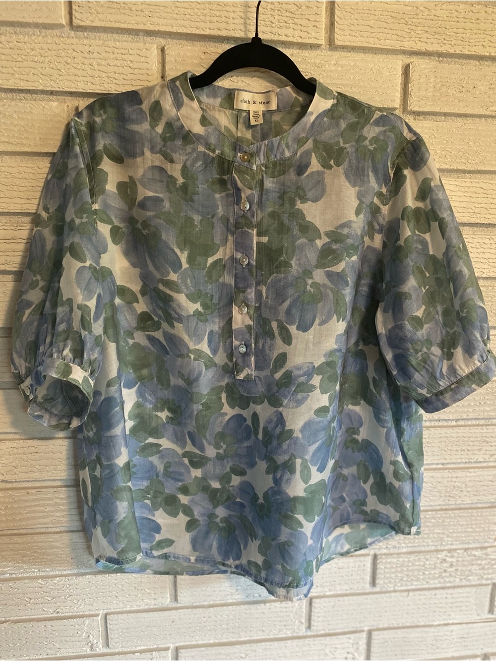 Cloth & Stone Half-Placket Printed Blouse